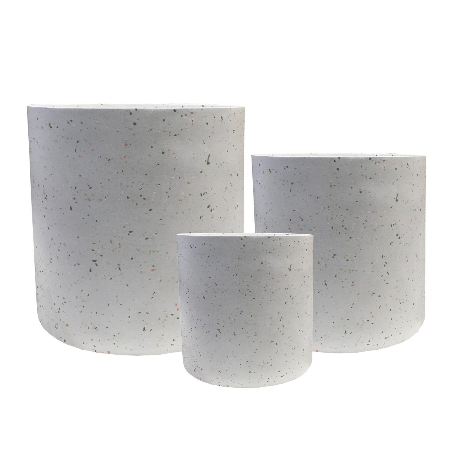 Supergreens Γλάστρα Πήλινη Κύλινδρος "Celestia" Λευκό Terrazzo S 26x26x25 εκ.