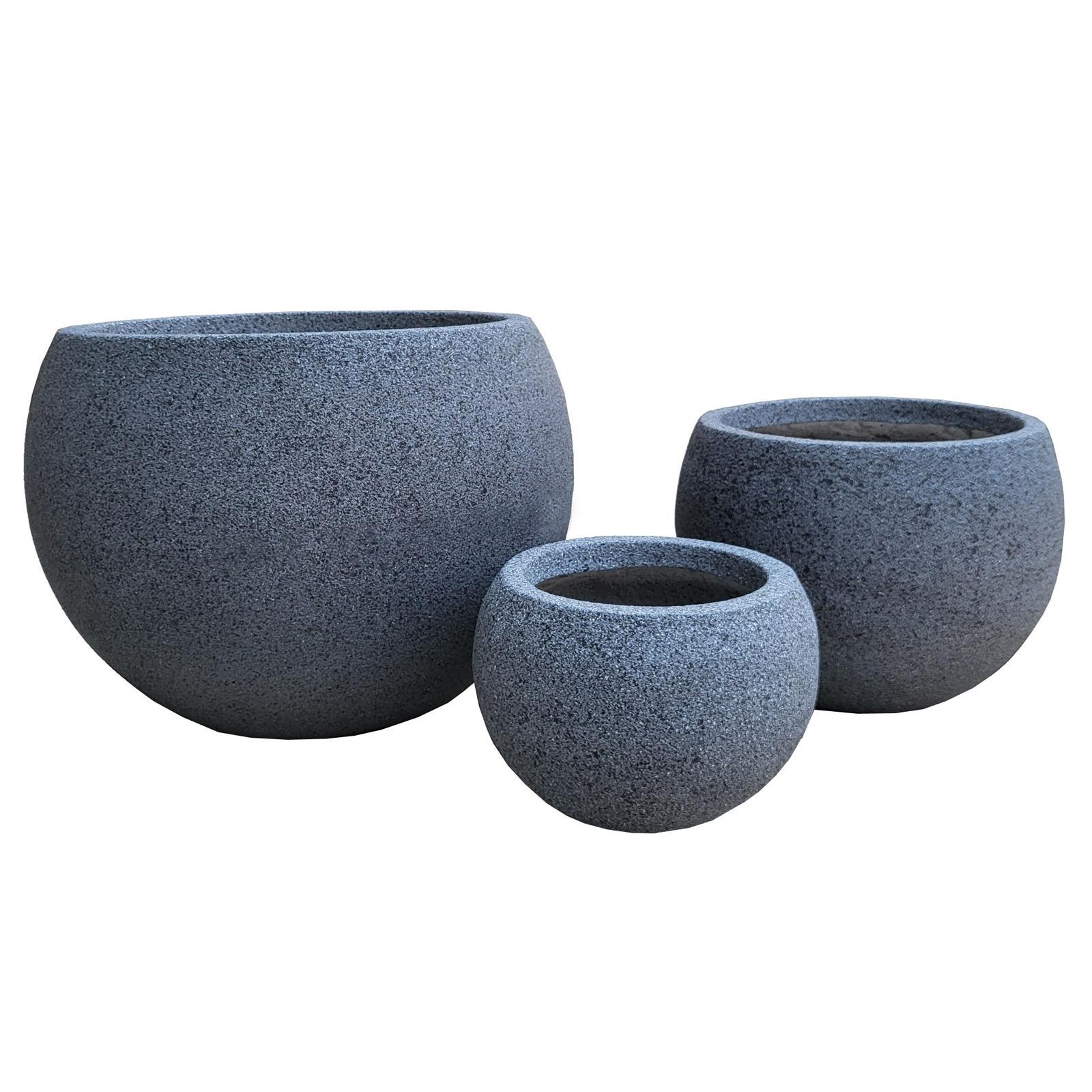 Supergreens Γλάστρα Πήλινη Στρογγυλή "Cemento" Γκρι Stone L 50x50x38 εκ.