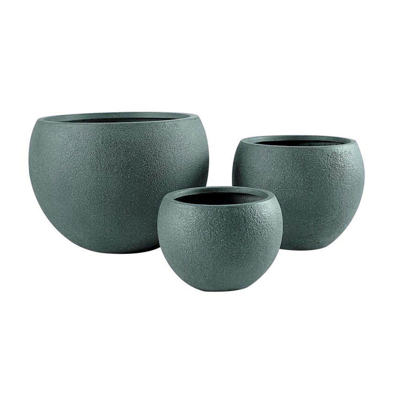 Supergreens Γλάστρα Πήλινη Στρογγυλή "Verde" Πράσινο Sandstone S 29x29x22.5 εκ.