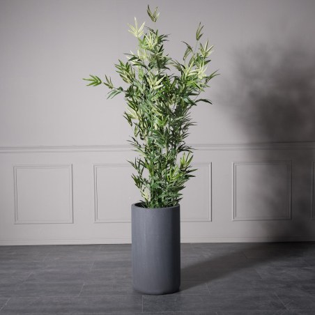 Supergreens Γλάστρα Πήλινη Κύλινδρος "Rocky" Γκρι M 34x34x61 εκ.