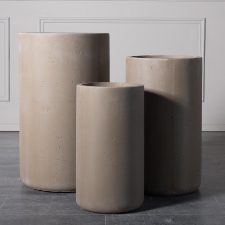 Supergreens Γλάστρα Πήλινη Κύλινδρος "Rocky" Μπεζ M 34x34x61 εκ.