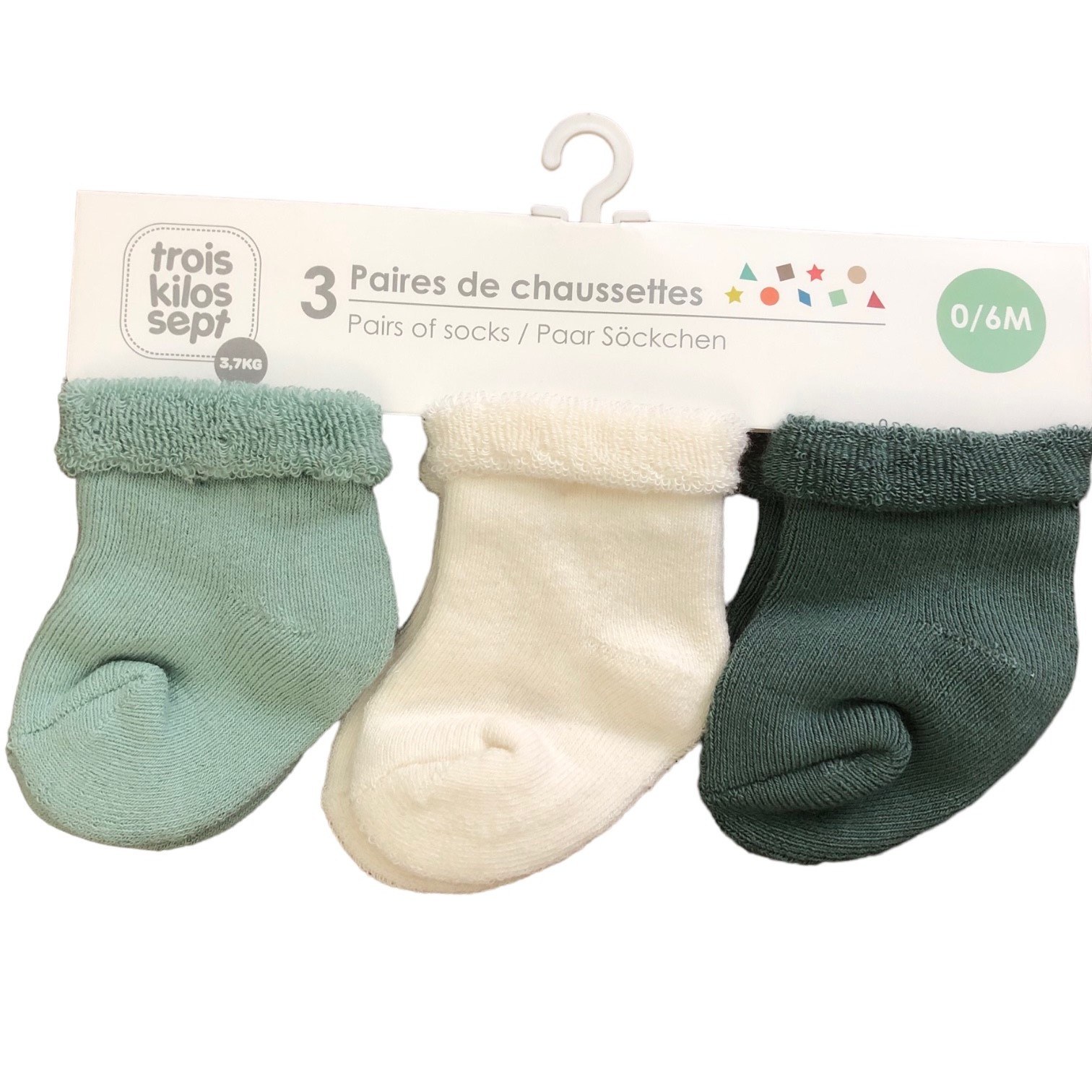 Trois Kilos Sept Καλτσάκια Σετ 3 Τεμ Μέντα 0-3 Μηνών Trois Kilos Sept