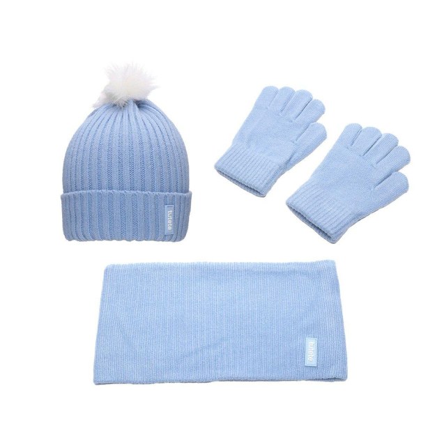 Σετ Σκουφάκι-Γάντι-Κασκόλ Γαλάζιο - Tutete