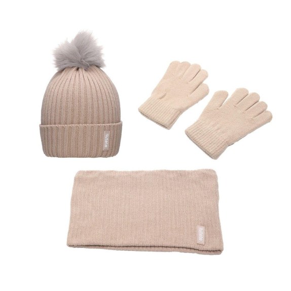 Σετ Σκουφάκι-Γάντι-Κασκόλ Μπεζ - Tutete