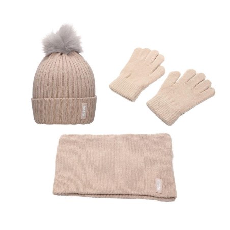 Σετ Σκουφάκι-Γάντι-Κασκόλ Μπεζ - Tutete