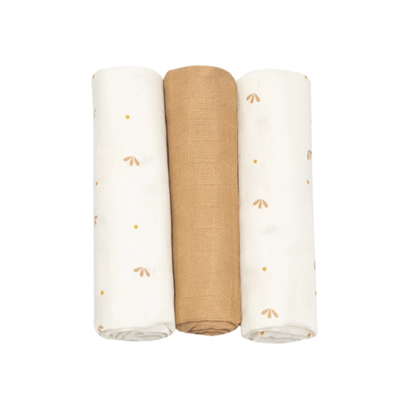 Σετ 3 Πάνες Μουσελίνας - Λευκό/Καμηλό - Trois Kilos Sept