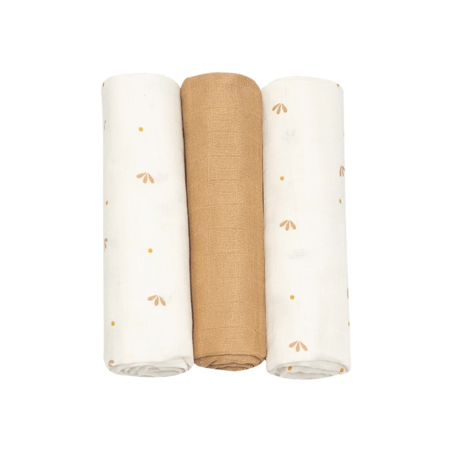 Σετ 3 Πάνες Μουσελίνας - Λευκό/Καμηλό - Trois Kilos Sept