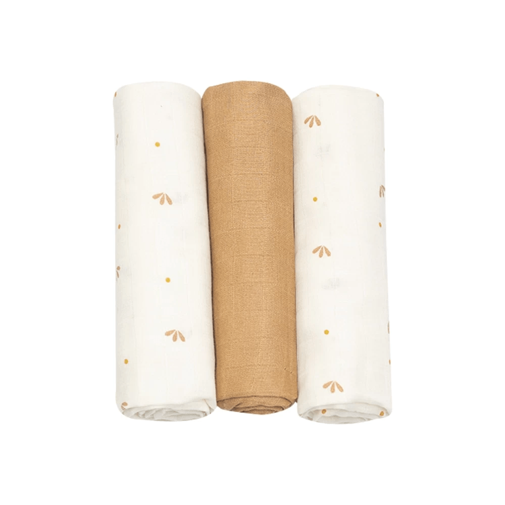 Σετ 3 Πάνες Μουσελίνας - Λευκό/Καμηλό - Trois Kilos Sept