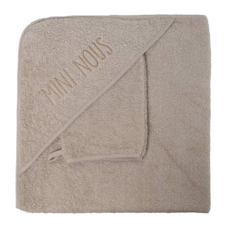 Σετ Μπουρνούζι με Κάπα και Γάντι 70x70cm Μπεζ - Trois Kilos Sept