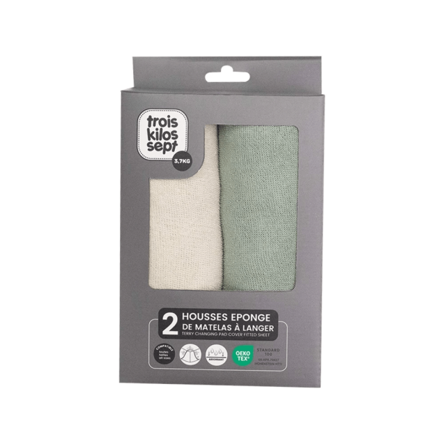 Σετ 2 Καλύμματα Αλλαξιέρας 50x70cm Μέντα/Εκρού...