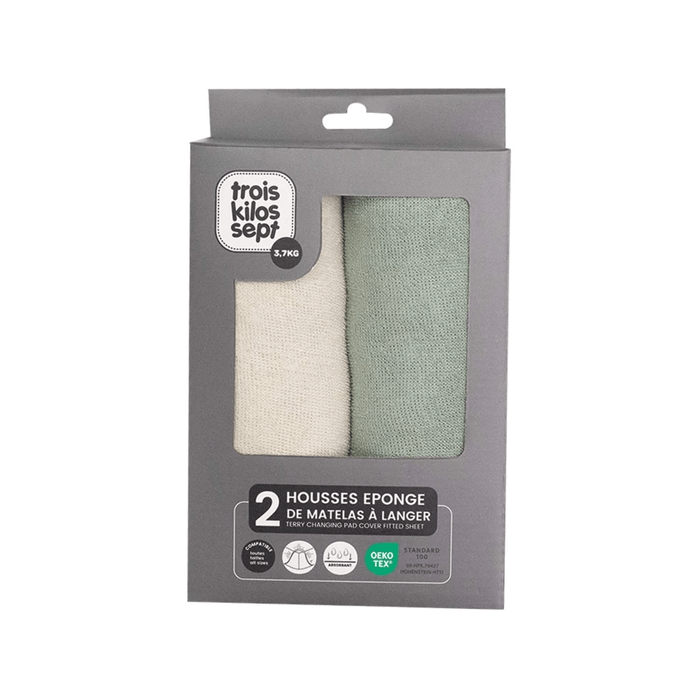 Σετ 2 Καλύμματα Αλλαξιέρας 50x70cm Μέντα/Εκρού - Trois Kilos Sept