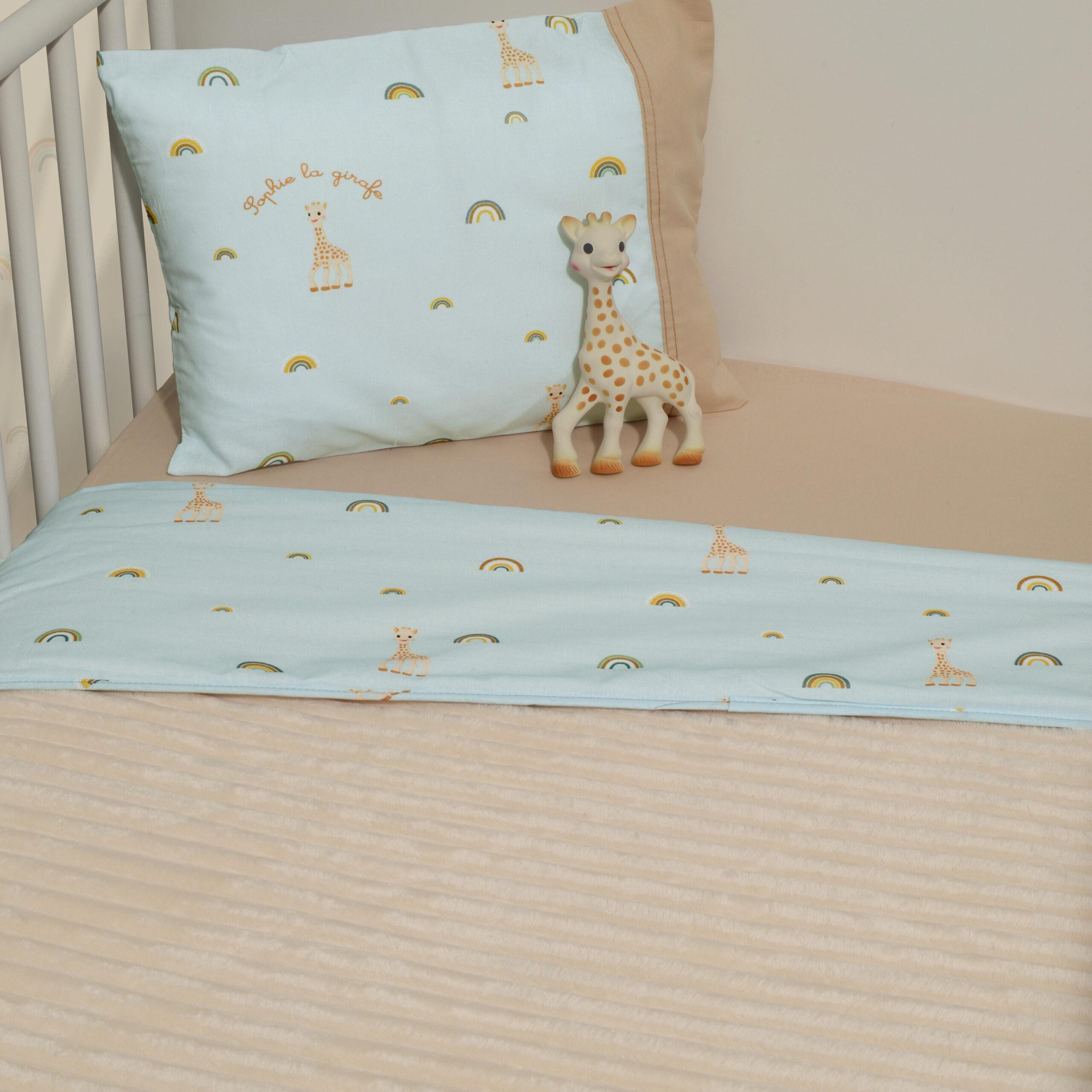 Minky ΝEW Κοτλέ Κουβέρτα Κούνιας Διπλής Όψης 100x150 Des.504 SOPHIE LA GIRAFE