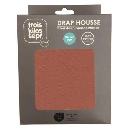 Κατωσέντονο Με Λάστιχο Μακώ Jersey Τερακότα 70x140cm Trois Kilos Sept