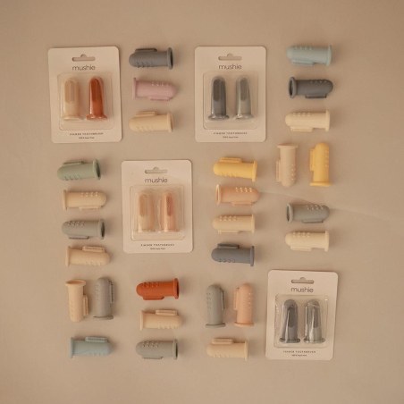 2 Βρεφικές Οδοντόβουρτσες Δακτύλου Σιλικόνης Stone/Tradewinds - Mushie