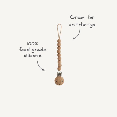 Κλιπ για Πιπίπλες Σιλικόνης Luna Faux Wood - Mushie