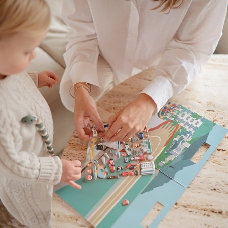 Βιβλίο με Επαναχρησιμοποιούμενα Αυτοκόλλητα Race Cars - Mushie