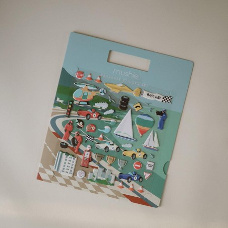 Βιβλίο με Επαναχρησιμοποιούμενα Αυτοκόλλητα Race Cars - Mushie