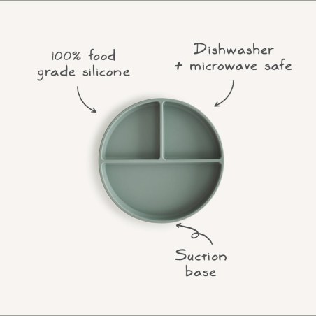 Πιάτο Σιλικόνης με Χωρίσματα & Αντιολισθητική Βάση Cambridge Blue - Mushie
