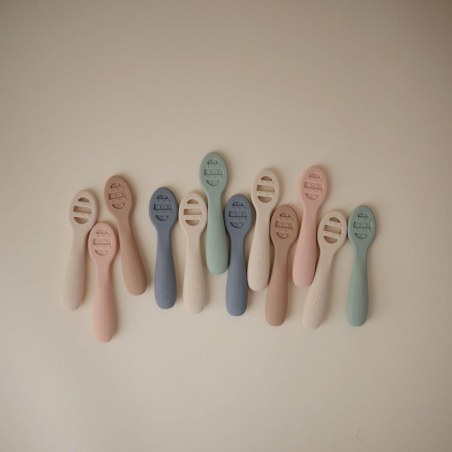 Σετ 2 Εκπαιδευτικά Κουταλάκια Σιλικόνης Cambridge Blue/Shifting Sand - 2 Pack - Mushie