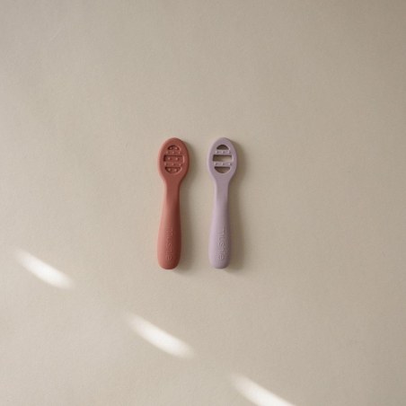 Σετ 2 Εκπαιδευτικά Κουταλάκια Σιλικόνης Rose/Soft Lilac - 2 Pack - Mushie