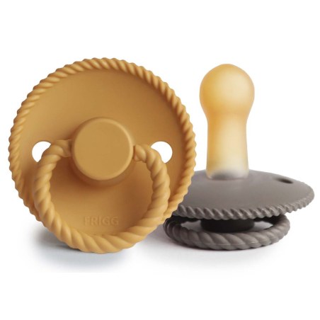 Σετ 2 Πιπίλες Latex FRIGG Rope Honey Gold/Portobello 6-18 Μηνών