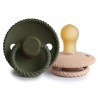 Σετ 2 Πιπίλες Latex FRIGG Rope Croissant/Olive 0-6 Μηνών