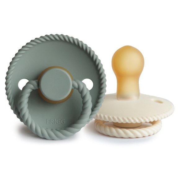 Σετ 2 Πιπίλες Latex FRIGG Rope Cream/Sage 0-6 Μηνών