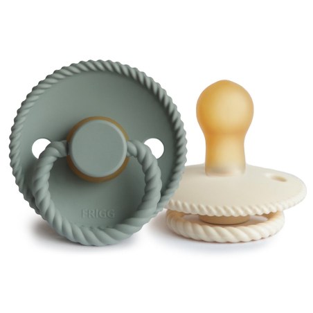Σετ 2 Πιπίλες Latex FRIGG Rope Cream/Sage 0-6 Μηνών