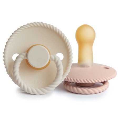 Σετ 2 Πιπίλες Latex FRIGG Rope Blush/Cream 6-18 Μηνών
