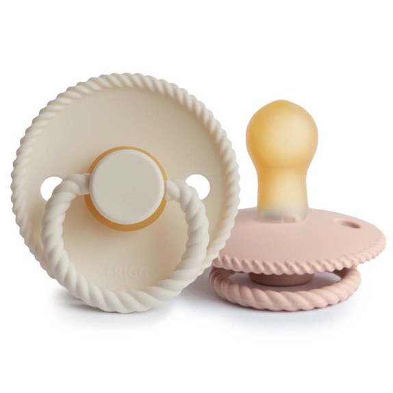 Σετ 2 Πιπίλες Latex FRIGG Rope Blush/Cream 0-6 Μηνών
