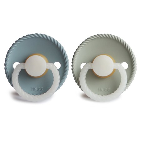 Σετ 2 Πιπίλες Latex Νυκτός FRIGG Rope Stone Blue/Sage 6-18 Μηνών