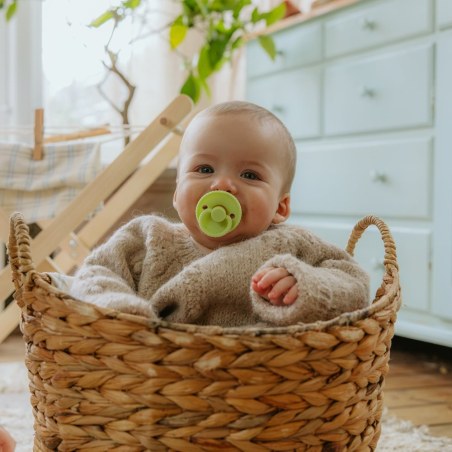 Σετ 2 Πιπίλες Σιλικόνης FRIGG Rope Silver Gray/Green Tea 0-6 Μηνών