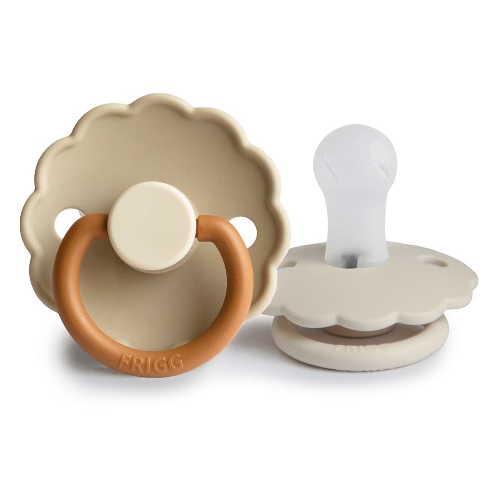 Σετ 2 Πιπίλες Σιλικόνης FRIGG Daisy - Desert/Cream 0-6 Μηνών