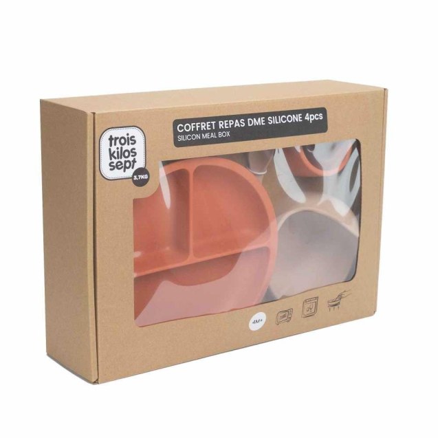 Σετ Φαγητού Σιλικόνης 4 Τεμαχίων - Τερακότα -...