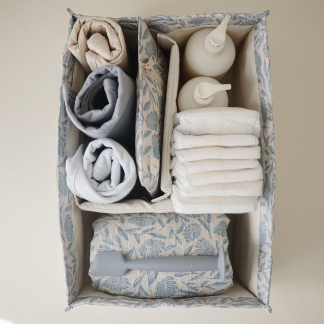 Καλάθι Αλλαγής Πάνας με Χερούλια - Blue Flowers...