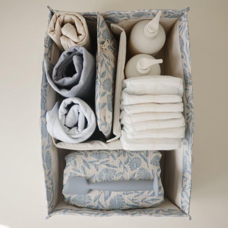 Καλάθι Αλλαγής Πάνας με Χερούλια - Blue Flowers - Mushie