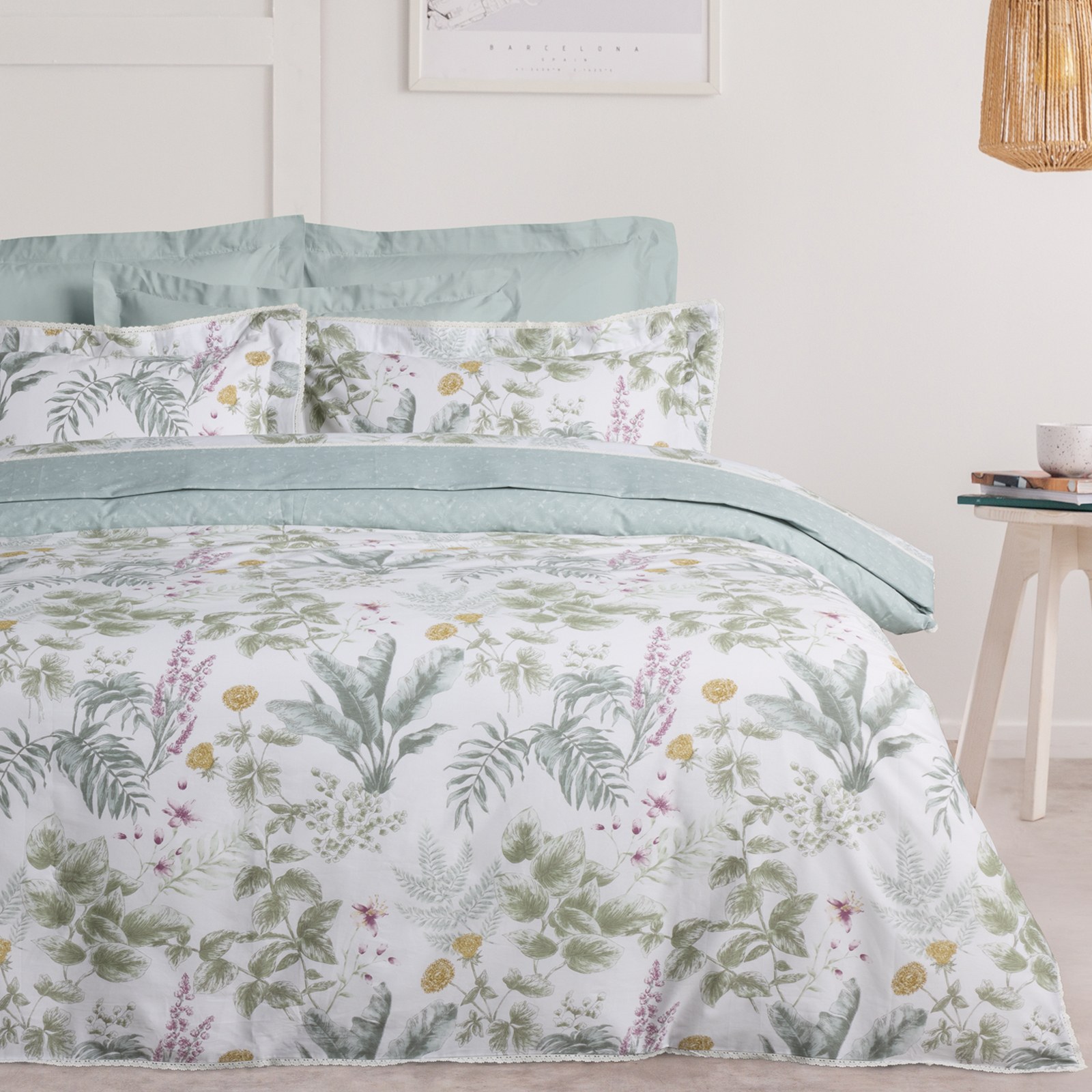 Σετ Σεντόνια King Size 4 Τεμαχίων Das Home 1715 Ivory-Green 250x270