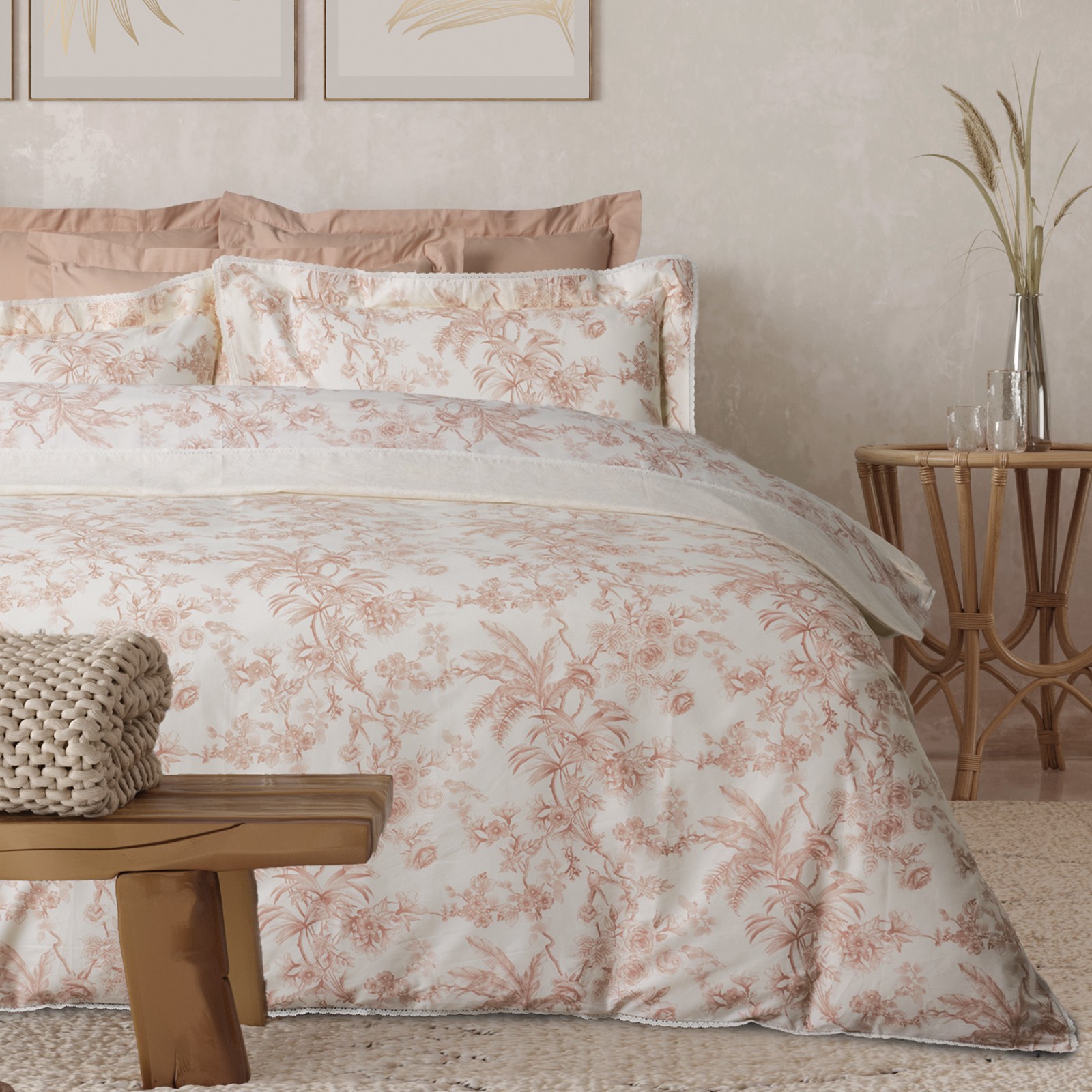 Σετ Σεντόνια King Size 4 Τεμαχίων Das Home 1717 Cream-Teracotta 250x270