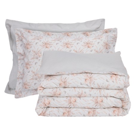 Σετ Παπλωματοθήκη Υπέρδιπλη 3 Τεμαχίων Das Home 3181 Cream-Grey 220x240