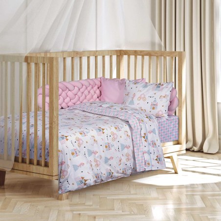 Σετ Σεντόνια Κούνιας 3 Τεμαχίων Greenwich Polo Club 8865 Pink-Mint 130x170