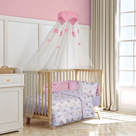 Σετ Σεντόνια Κούνιας 3 Τεμαχίων Greenwich Polo Club 8865 Pink-Mint 130x170