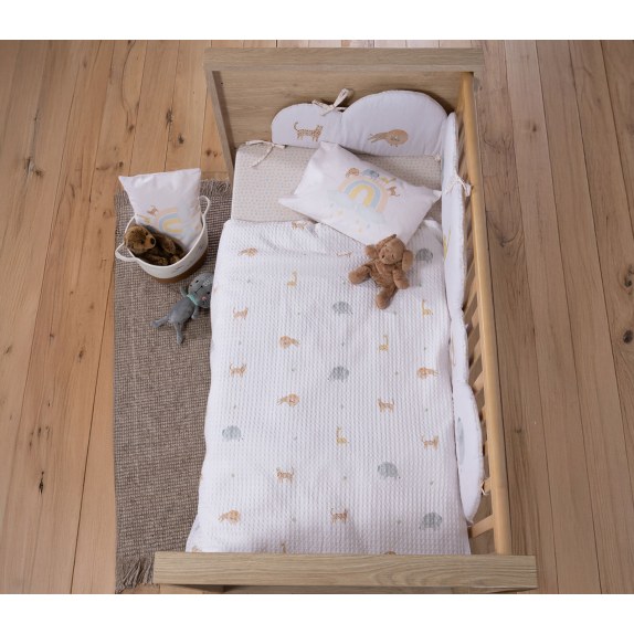 Κουβέρτα Πικέ Αγκαλιάς Nef-Nef Jungle In Motion Ecru 80x110