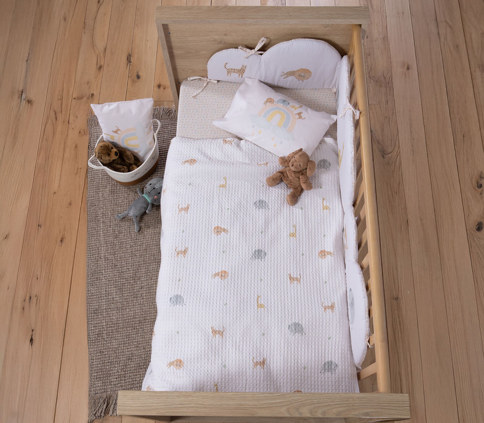 Κουβέρτα Κούνιας Πικέ Nef-Nef Jungle In Motion Ecru 110x150