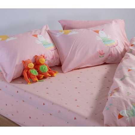 Σετ Παιδικά Σεντόνια Μονά 3 Τεμαχίων Nef-Nef Birds Mania Pink 170x260