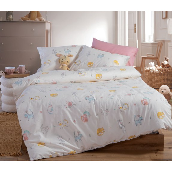 Σετ Παιδικά Σεντόνια Μονά 3 Τεμαχίων Nef-Nef Cat Life...