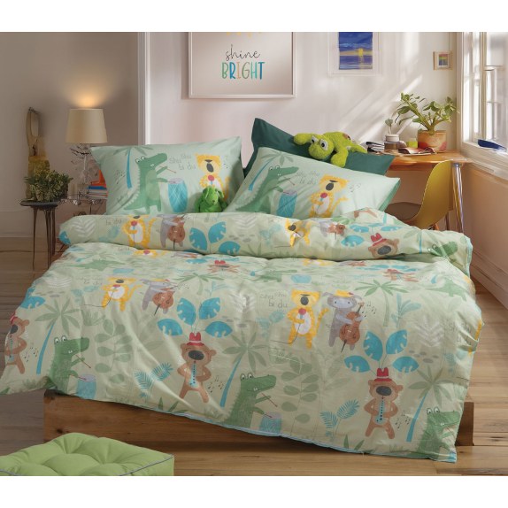 Σετ Παιδικά Σεντόνια Μονά 3 Τεμαχίων Nef-Nef Jungle Music...