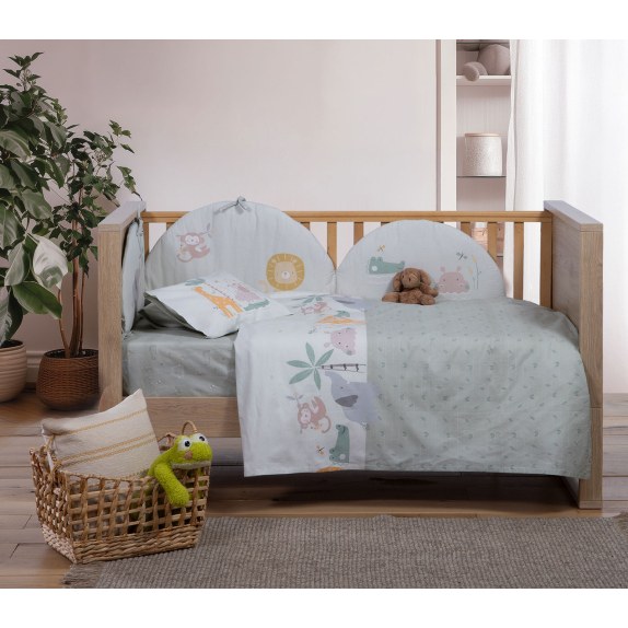 Σετ Σεντόνια Κούνιας 3 Τεμαχίων Nef-Nef Savana Green 120x170