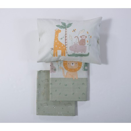 Σετ Σεντόνια Κούνιας 3 Τεμαχίων Nef-Nef Savana Green 120x170