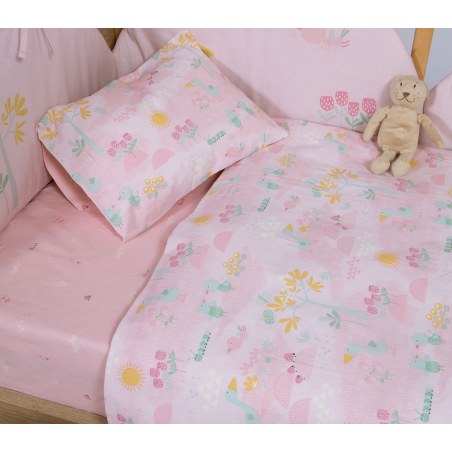 Σετ Σεντόνια Κούνιας 3 Τεμαχίων Nef-Nef Spring Happiness Pink 120x170