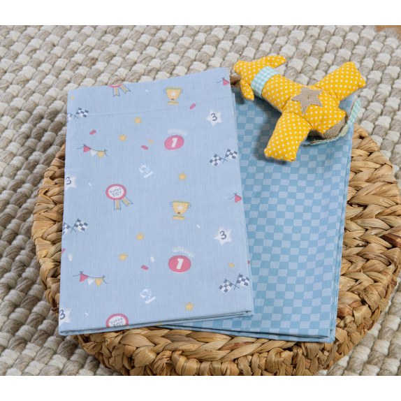 Σετ Σεντόνια Λίκνου 2 Τεμαχίων Nef-Nef Super Boy Blue 70x120